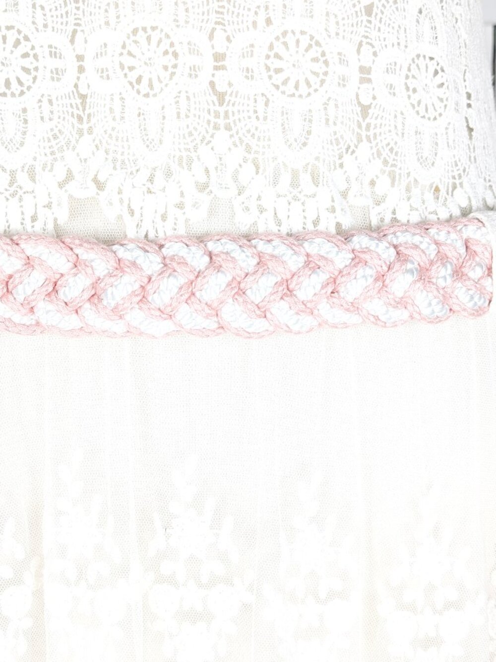 Vintage pink white braided chord belt